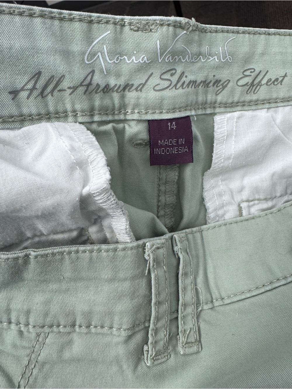 Gloria Vanderbilt Pale Mint Green High-Rise Slim Shorts - Picture 4 of 6